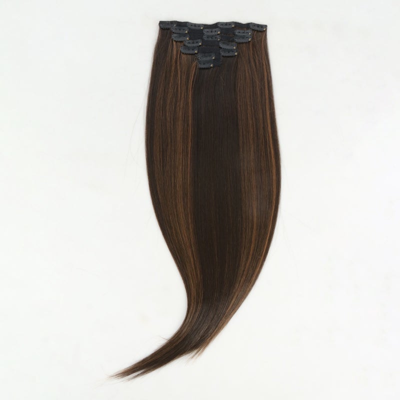 7-piece clip extensions, Nuanced chocolate brown
