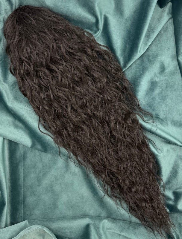 Ponytail extension, small curls, blackbrown(50cm)