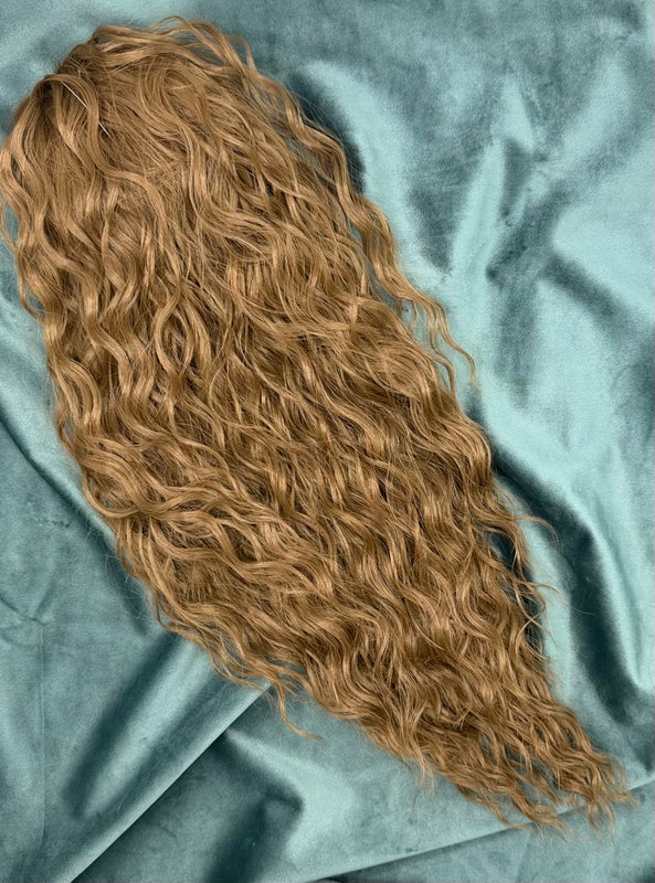 Ponytail extension, small curls, mid brown(50cm)